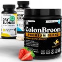 ColonBroom Premium Psyllium Husk Powder, Colon Broom Colon Cleanser Fiber Supplement puhumiseks Relief & Soolestiku Tervis + Day & Night Põletaja Toidulisandid, Kaalujuhtimise Pillid (60 Servings), 3 Eset