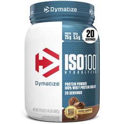 Dümatiseerida ISO100 vadakuvalgu isolaat, gurmaanšokolaad, 25 g valku, 20 serveerimist, 5,5 g BCAA-d, vähem kui 120 Cal, gluteenivaba, 1 g rasva, 1 g suhkrut, 2 g süsivesikut