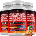 Ceyloni kaneel, kurkum, õunasiidri äädikas, ženšenn, Aloe Vera, Berberine Plus Banaba, ingveri juur - 180 krahv