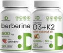 DEAL TARNIMINE Vitamiin D3 5000iu + K2 100mcg Softgels & Berberine Supplement koos Yohimbine Bundle - Essential Sunshine Vitamiinid - kõrge imendumine vesinikkloriid HCl vormid