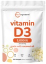 Mikrokoostisosad Vitamiin D3 5000 RÜ, 500 Softgels | Neitsi kookosõli | Kolekaltsiferooli vorm | Luu, immuun- ja südametoetus | Lihtne neelata, mitte-GMO