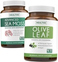 Sea Sammal & Olive Leaf Extract (1-kuuline tarne) Olive Sammal Blend - Mahelik Iiri Sea Moss - Toores Vegan Supplement (60 Caps) & Olive Leaf Extract Super Tugevus: 20% Oleuropein - Taimetoitlane (120 Caps)
