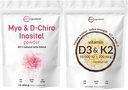Mikrokoostisosad Vitamiin D3 10 000iu + K2 200mcg Kookosõli Softgels & Myo & D-Chiro Inositool Pulber Bundle 2 Pack | Essential Sunshine Vitamins | Inositool Supplement naistele
