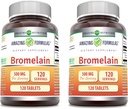 Amazing Formulas Bromelain 500 Mg Tablets Supplement | Non-GMO | Gluteenivaba | Made in USA (120 Count | 2 Pack)