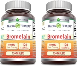 Amazing Formulas Bromelain 500 Mg Tablets Supplement | Non-GMO | Gluteenivaba | Made in USA (120 Count | 2 Pack)