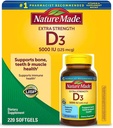 Loodus Valmistatud Vitamiin D-3 5000IU 220 Count Softgels