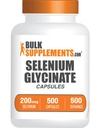 BulkSupplements.com Selenium Glycinate Kapslid - Selenium Supplement, Selenium 200mcg Kapslid - Essential Trace Mineral, Gluteenivaba, 1 Kapsel Serving, 500 Count (Pack of 1)