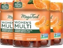 MegaFood Women's Multi - Multivitamiin naistele - Kummi vitamiinid - C-vitamiin, D-vitamiin, tsink, B12-vitamiin ja koliin - Immuunsüsteemi tugi & luude tervis - taimetoitlane - mandariin - 60 kummikut (30 serveerimist) 3 pakendit
