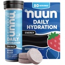 Nuun Energy Electrolyte tabletid koos ženšenniga, kofeiin rohelisest teeekstraktist, vitamiin B12, B6, B5, magneesium ja 4 muud elektrolüüdid, Gluteenivaba & Vegan, Berry Blast, 8 pakend (80 teenindust kokku)