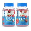Elusad Suhkruvabad Biotiinilapsed + Preciotic Fiber Kids, Gummies Bundle - suurepärane maitse, vitamiinilisand, Gluteenivaba, GMO-vaba, närimiskumm
