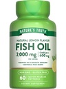 Nature's Truth Fish Oil Omega 3 Supplement | 2000mg | 60 Softgels | EPA & DHA | Sidrunimaitse | Non-GMO ja Gluteenivaba