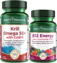Puhtuse tooted Bundle - Krill Omega 50+ koos CoQ10 + B-12 energiasulamiga - Krill Omega 50+ koos CoQ10-ga (Krill Oil, Fish Oil, CoQ10, Vitamiin D) B-12 Marjasulam (metüülkobalamiin B12 + B6 + D3 + rohkem)