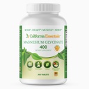 California Essentials Magneesium Glütsinaat 400 - Kelaaditud, kõrge imendumisega Elementaalne Magneesium lihaste leevendamiseks, luude ja südame toetamiseks - Vegan, mitte-GMO, gluteenivaba (360 loendit (1. pakk))