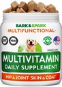 BARK & SPARK Koera vitamiinid ja toidulisandid - Multivitamiini närimisravi koertele - Glükosamiini kondroitiin ühiseks toetuseks + Omega nahale ja kate + probiootikumid - Multivitamiin lemmikloomade tervisele - 120Ct