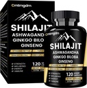 Shilajit Capsules - 20,000mg Pure Himalayan Organic Shilajit for Men & Women with Ashwagandha, Supports Vitality and Wellness, Premium Shilajit Pure Himalayan Supplement, 120 Capsules