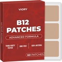 VIORY B12 Patches (pakk 60) - 100% looduslik plaaster naistele ja meestele - kindel, energia, fookus ja keha toetus - täiustatud valem