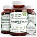 Natural Nutra aeg vabastab Pantoteenhappe 500 mg, vitamiin B5 täiendus aitab murda rasva ja süsivesikuid, ainevahetust ja energiat, parandada lihaste tervist, vähendada naha täppe, 60 taimetoitlast tabletti