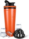 Ice Shaker Isolated Stainless Steel Shaker Bottle | 36oz, Orange | Cold for 30+ Hours | Isoleeritud karikas Twist-on Agitator | Lõhnavaba pudel valgukokteilide, vee, smuutide, kokteilide jaoks