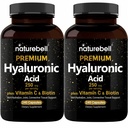 NatureBell 2 Pack Taimepõhised hüaluroonhappe lisandid 250mg koos 25mg C-vitamiini ja biotiiniga 5000mcg, 480 kogukapslid | olulised juuste kasvuks, liigeste toetamiseks ja naha niisutamiseks | Mitte-GMO