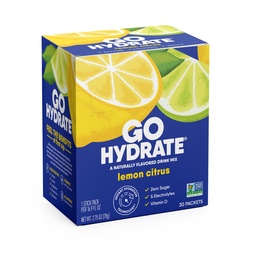 GoHydrate Instant Hydration Powder Packets - Madal naatriumelektrolüütide Joogisegu - Natural Hydration Support, Sugar Free Electrolyte Maitsestatud Pulber Jook D-vitamiini, 30 pakendit, Sidruni tsitrusviljad