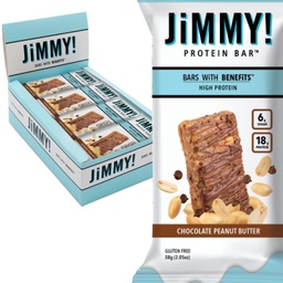 Jimmybar! Šokolaadipähklivõi valk Baarid 18g Valgubaar, 6g Madal suhkur - 12 Krahv - 58g Tervisebaarid - Funktsionaalne suupisted tõeliste maapähklite ja käsitsi pihustatud šokolaadiga