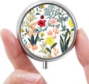 Mini Pill Box, Small Pill Box, Portable Pill Box, Cute Pill Korraldaja vitamiine, ravimeid, kalaõli ja toidulisandeid (valged lilled)