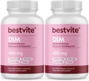 BESTVITE DIM (diindolüülmetaan) 400 mg bioperiiniga (240 taimekapslit) (120 x 2) - Steaate ei ole - želatiin puudub - vegan - mitte GMO - gluteenivaba