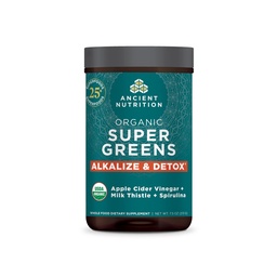 Ancient Nutrition Supergreens Alkalize & Detox Pulber, Orgaaniline Superfood Pulber valmistatud tõelistest puuviljadest, köögiviljadest ja maitsetaimedest, seede- ja energiatoetuseks, 25 Servings, 7,5oz