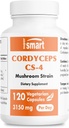 Supersmart - Cordyceps Cs-4 3150mg per Day (Hight Strength) - Cordyceps Mushroom Supplement - Endurance & Energy | Non-GMO & Gluten Free - 120 Vegetarian Capsules