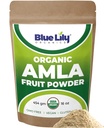 Blue Lily USDA orgaaniline Amla pulber (Amalaki / India Gooseberry) 16oz (1lb) taassuletav Kraft kott, 100% puhas Amla Berry pulber, rikas antioksüdant C-vitamiin, toetab tervislikku immuunsüsteemi