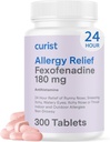 Curist Feksofenadiinvesinikkloriid 180 mg (300 tabletti) - 24 HR Antihistamiinikumide leevendamise tabletid ( 300 krahvi ) Kogu päeva tugevus Üldine Feksofenadiin Bulk Mitteuimane allergia