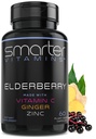 Nutikamad Elderberry kapslid + C-vitamiin + ingver & tsink, taimsed toidulisandid, võimas must Elder Berry ekstrakt antioksüdant vitamiin, 60 vegan pillid