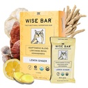 Wise Bar Adaptogen Mushroom Nutrition Bars with Reishi, Lions Mane & Ashwagandha, Organic Vegan & Gluten Free Snacks for Natural Focus, Energy & Immunity Support, Lemon Ginger Flavor, 12 Count