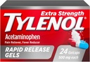 Tylenol Extra Strength Acetaminophen Rapid Release Gels, Extra Strength Pain Reliever & Fever Reducer, Gelcaps with Laser-Drilled Holes, 500 mg Acetaminophen, 24 ct