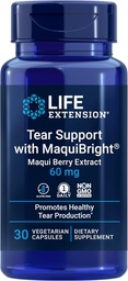 Life Extension Tear Support koos MaquiBright®, 60 mg, Maqui Berry ekstrakt kuivadele silmadele, toetab silmade tervist, julgustab pisarate tootmist, gluteenivaba, mitte-GMO, 1 igapäevane, taimetoitlane, 30 kapslit