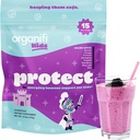 Organifi Kids: Protect - Everyday Immune Support for Kids with Elderberry, Acerola Cherry and Zinc - Berry Maitsestatud Immuunsuse Pulber - Taimepõhine, Vegan ja Ei Gluteeni, Piima või Soja - 15 Servings