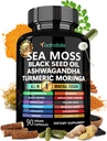 Adndale Sea Moss Black Seed Oil Ashwagandha Ingveri kapslid. SeaMoss kapslid musta seemne õliga, ashwagandha, kurkum, Moringa, põiewrack, Burdock Root, Manuka Honey, kaneel