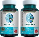 NEURIVA Plus Brain Supplement mälu, fookus ja kontsentratsioon + Kognitiivne funktsioon nootroopika fosfatidüülseriin ja neurofaktor, VIT B6 & B12, maasikamaitse, 50 Gummies (2 Pack)