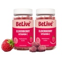 BeLive Elderberry Gummies koos tsingi ja C-vitamiiniga - D-vitamiini, A-, E-, B12-vitamiini immuunsüsteemi tugilisand - tervislike luude ja hammaste, vegani, Keto ja mitte-GMO - Vaarikamaitse | 2-Pack
