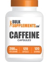 BulkSupplements.com Kofeiin 200mg kapslid - kofeiinilisandid, kofeiinipillid 200mg - energiatoetuseks, 1 kofeiinikapsel serveerimise kohta, 120 kapslit (pakk 1)