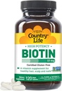Country Life High-Potency Biotin 10mg - Vegan & Gluteenivaba biotiini lisand nahale ja küüntele, energia ainevahetus - Biotiin 10000mcg kapslid