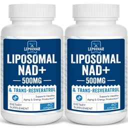 Liposomal NAD+ 500 mg + Trans-Resveratrool 300 mg , Superiorne imendumine , Tõeline NAD täiendus efektiivne kui NMN , nikotiinamiid Ribosiid rakuenergia metabolismiks ja DNA parandamiseks , Tervislik vananemine , 120 Softgels