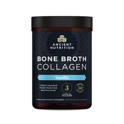 Ancient Nutrition kollageeni pulber, luupuljong kollageen, vanill, hüdrolüüsitud multi kollageenpeptiidid, toetab nahka ja küüneid, ühine täiendus, 30 serveerimist, 18,3oz