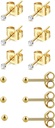 6Pairs 2mm / 3mm Kirurgiline teras Hüpoallergeenne augustamine naastud, 20G 14K Real Gold Filled Tiny Stud Earrings komplekt mitme augu augustamine (Kuubiline tsirkoonium, pärl, pall)