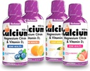 Bluebonnet Nutrition Vedel Kaltsiumtsitraat Magneesiumtsitraat, D3-vitamiin, luude tervis - oranži, mustika, sidruni ja maasikamaitse komplekt, 4 pudelit 16 Fl Oz iga (64 Fl Oz kokku)