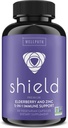 WellPath Shield Elderberry kapslid - 5-in-1 immuunsüsteemi tugivõimendaja tsink, C-vitamiin, Echinacea, Bee Propolis - Premium Tsink Supplement - 600 mg Sambucus Black Elderberry pillid täiskasvanutele - 60 Ct