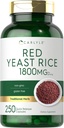 Carlyle Red Pärmi Rice Supplement | 1800 mg | 250 kapslit | Mitte-GMO & Gluteenivaba