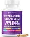 JB Wellness Resveratrol Grape Seed Extract, Berberine, Quercetin - Polyphenol Supplement for Women and Men with Noni Extract, N-Acetyl Cysteine, Acai Extract - 60 Capsules
