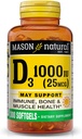 MASON LOODUSLIK vitamiin D3 25 mcg (1000 RÜ), toetab üldist tervist, tugevdab luud ja lihased, alates kalamaksaõli, 300 Softgels