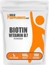 BulkSupplements.com Biotin 10000mcg pulber - vitamiin B7, vitamiinid juustele, nahale ja küüntele - gluteenivaba, 1 g serveerimise kohta (10mg Biotin), 100 g (3,5 oz) (pakk 1)